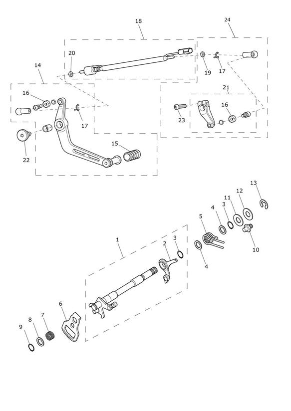 Diagram Gearchange Mechanism for your 2017 Triumph Daytona 675 R from VIN 564948  