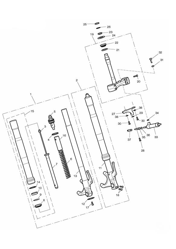 Diagram Front Forks & Yokes - Excluding 675R for your Triumph