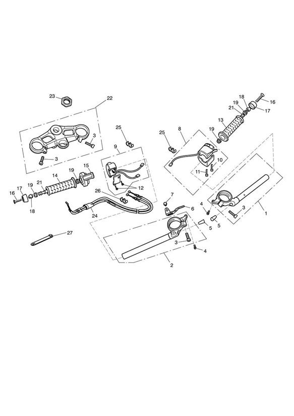 Diagram Handlebars & Switches for your 1995 Triumph Thunderbird  Standard 