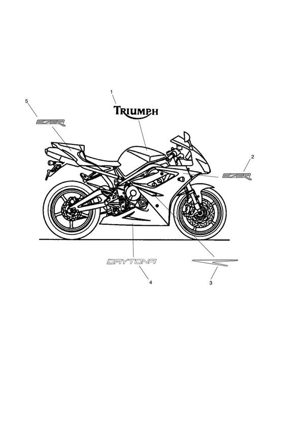 Diagram Decals - Daytona 675R for your 2010 Triumph Daytona 675 VIN 381275 to VIN 564947  