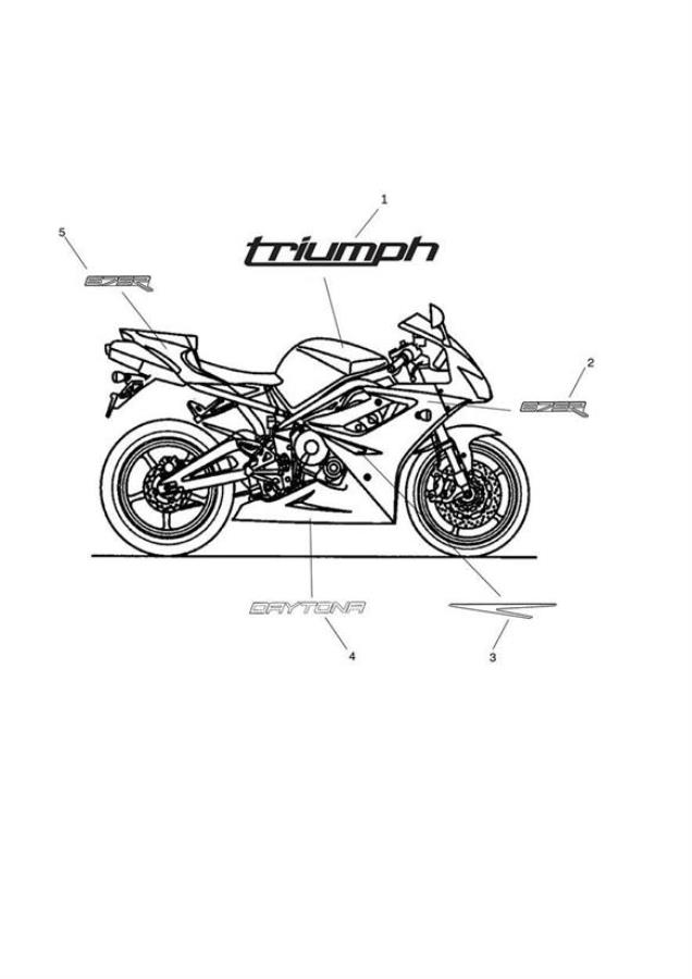 Diagram Decals - Daytona 675R for your 2010 Triumph Daytona 675 VIN 381275 to VIN 564947  