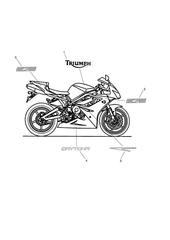 Diagram Bodywork - Decals; 540563 > (Except 540615 & 540625) for your 2013 Triumph Daytona 675 VIN 381275 to VIN 564947  