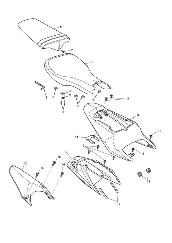 Diagram Rear Bodywork & Seat for your Triumph Daytona  