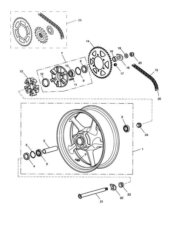 Diagram Rear Wheel & Final Drive for your 2015 Triumph Tiger  EXPLORER XR 