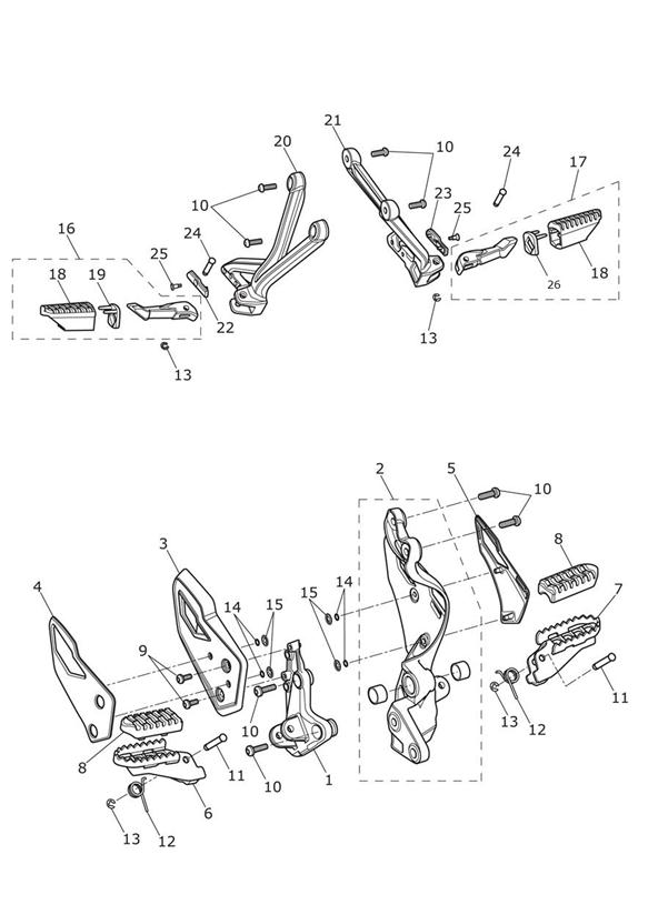 Diagram Footrests & Mountings for your Triumph Tiger  