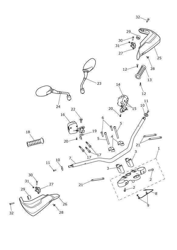 Diagram Handlebars & Switches for your 2018 Triumph Tiger   