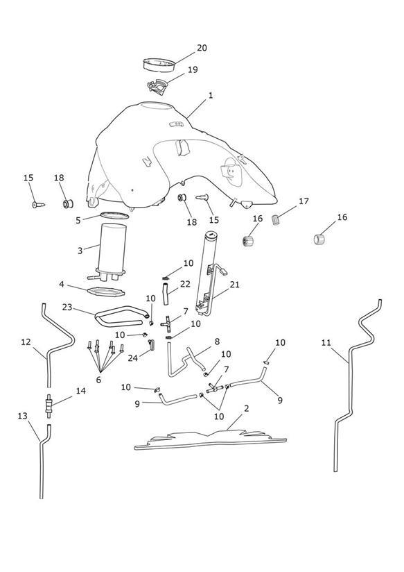 Diagram Fuel Tank, Fuel Pump & Fittings for your Triumph