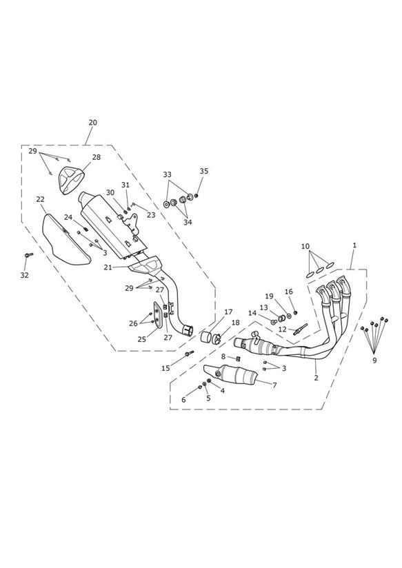 Diagram Exhaust System for your 2014 Triumph Tiger   