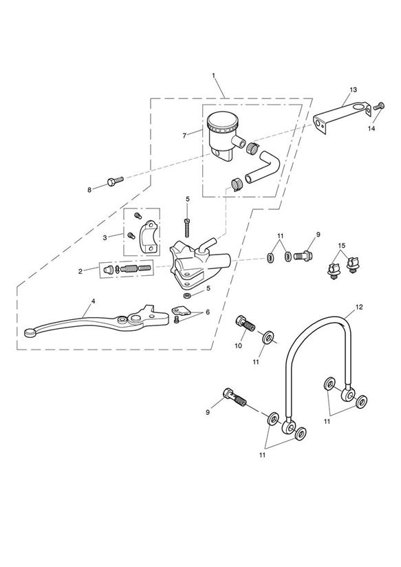 Diagram Front Brake Master Cylinder & Hoses for your Triumph