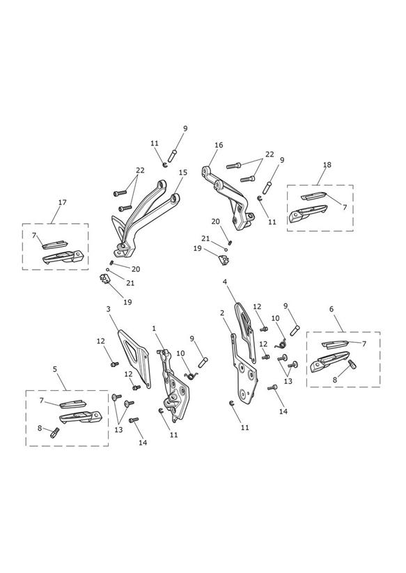 Diagram Footrests & Mountings for your Triumph Tiger  