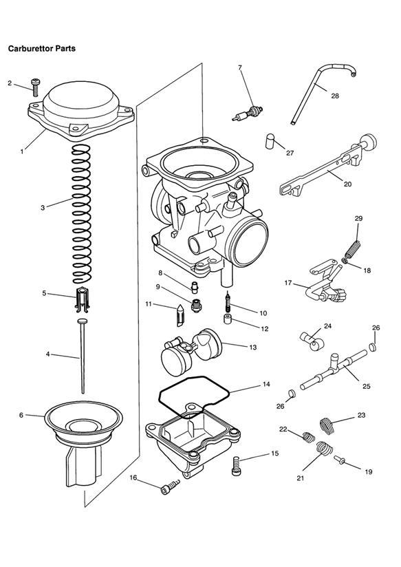 Diagram Carburettor Parts for your 2007 Triumph Bonneville  from VIN 380777/ SE 