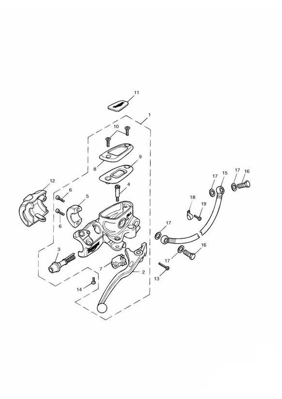 Diagram Front Brake Master Cyl & Hoses > 281465-F2/279278-F4 for your 2011 Triumph Scrambler  EFI 