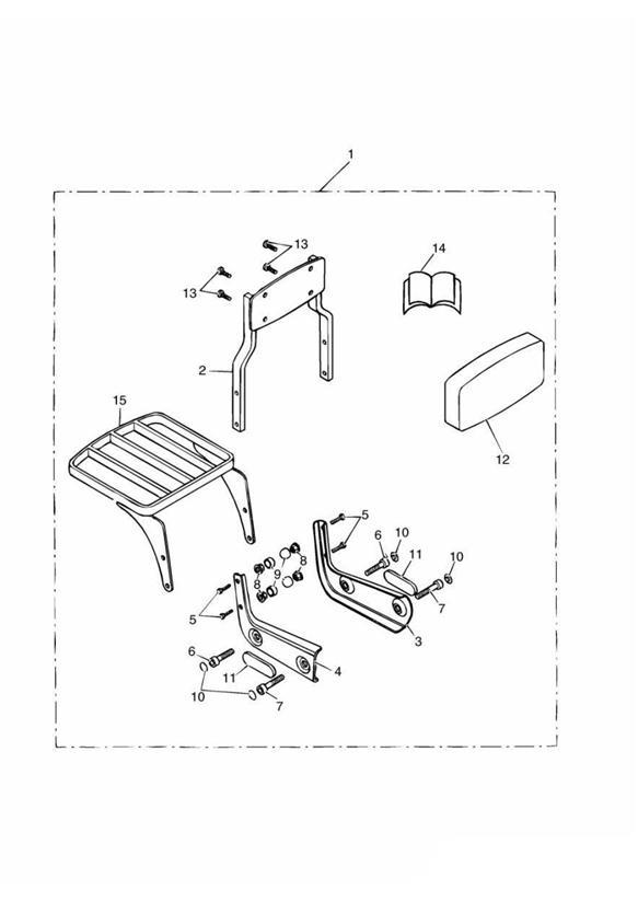 Diagram Passenger Backrest Standard + Luggage Rack Kit for your 2005 Triumph Thruxton  900 Carbs 