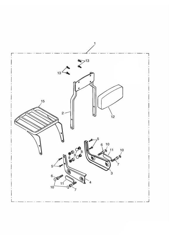 Diagram Passenger Backrest Tall + Luggage Rack Kit for your 2005 Triumph Thruxton  900 Carbs 