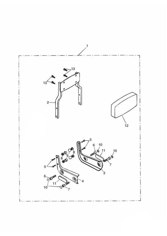 Diagram Passenger Backrest Standard Kit for your 2005 Triumph Thruxton  900 Carbs 