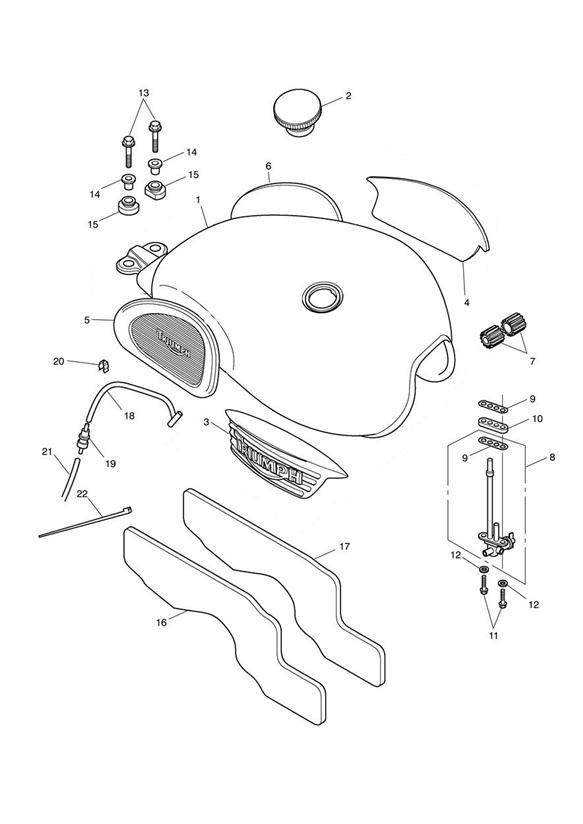 Diagram Fuel Tank & Fittings-Bonneville T100 317247> for your 2015 Triumph Tiger   