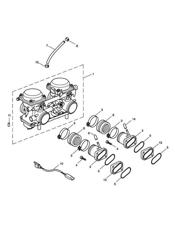 Diagram Carburettors - Bonneville T100 for your 2003 Triumph Bonneville   