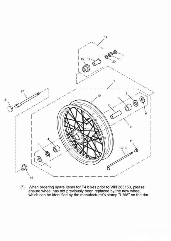 Diagram Front Wheel for your 2017 Triumph Bonneville  from VIN 380777/ SE 