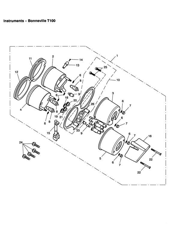 Diagram Instruments Bonneville T100 for your 2005 Triumph Bonneville  T100 CARBS 