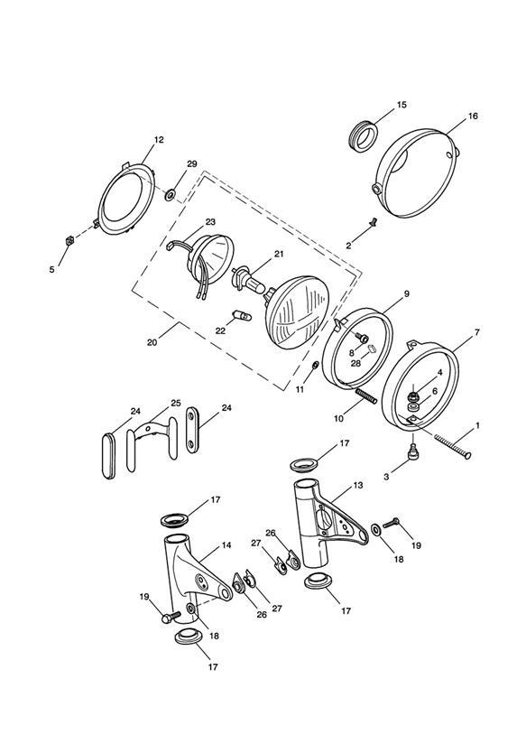 Diagram Headlight Assembly for your 2004 Triumph Bonneville   