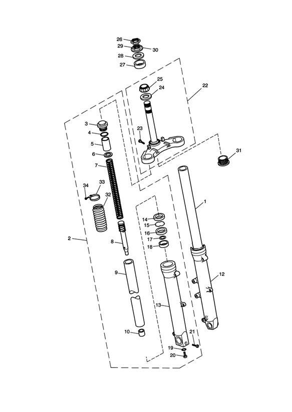 Diagram Front Forks & Lower Yoke for your Triumph Bonneville  