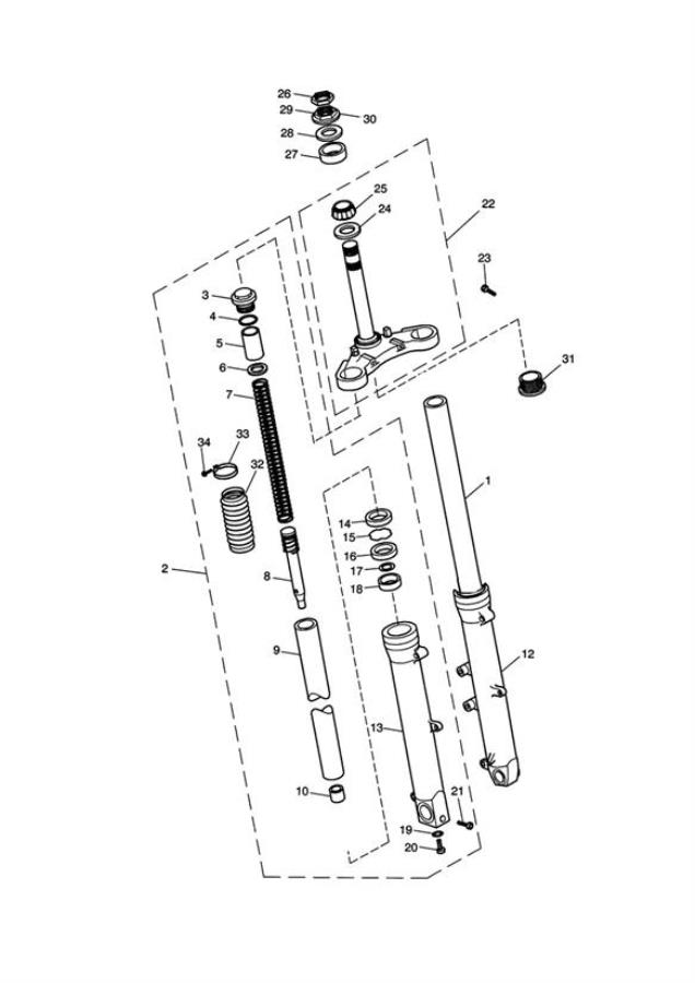 Diagram Front Forks & Lower Yoke for your Triumph Bonneville  