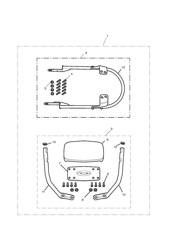 Diagram Passenger Backrest High Kit for your 2012 Triumph Bonneville T100 EFI  