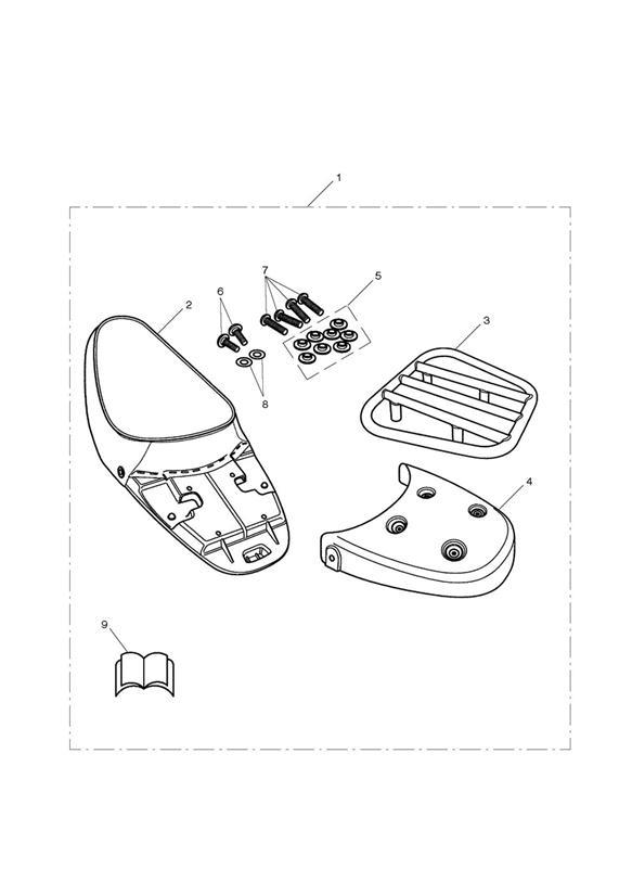 Diagram Single Seat & Rack Kit, White Piping for your 2016 Triumph Bonneville T100 EFI  