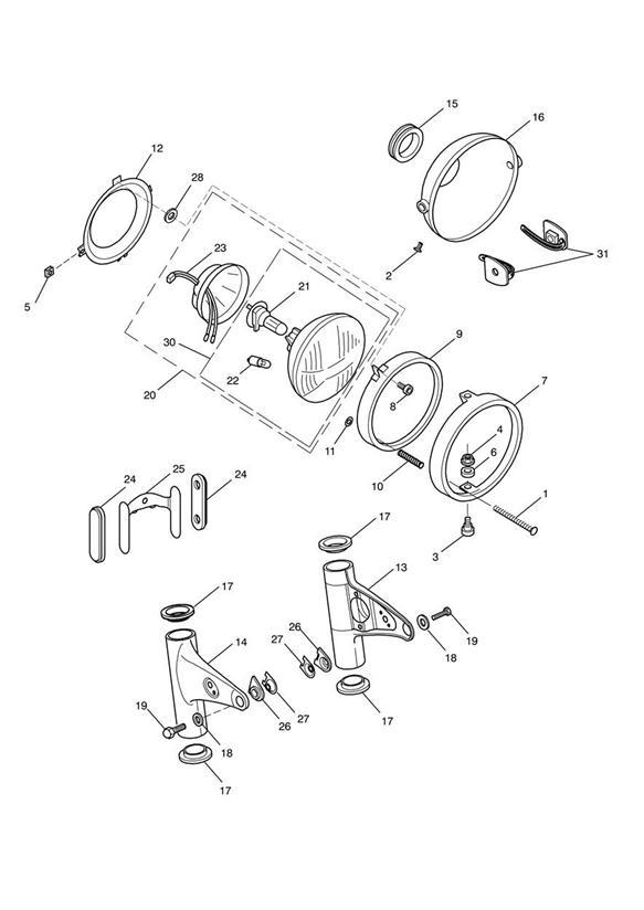 Diagram Headlight Assembly for your 2015 Triumph Bonneville   