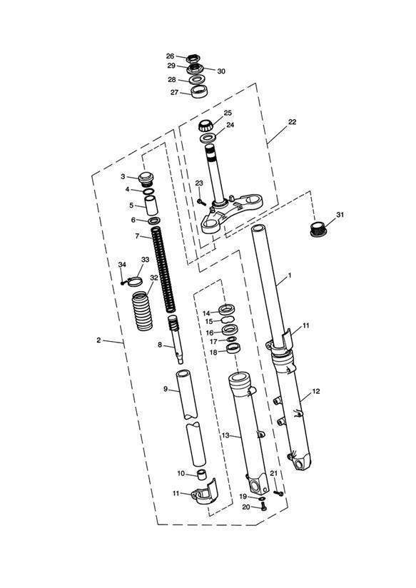 Diagram Front Forks & Lower Yoke for your Triumph Bonneville  