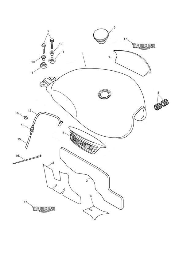 Diagram Fuel Tank & Fittings for your 2015 Triumph Tiger   