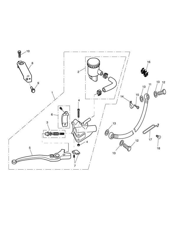 Diagram Front Brake Master Cylinder & Hoses for your 2013 Triumph Thruxton  900 EFI 