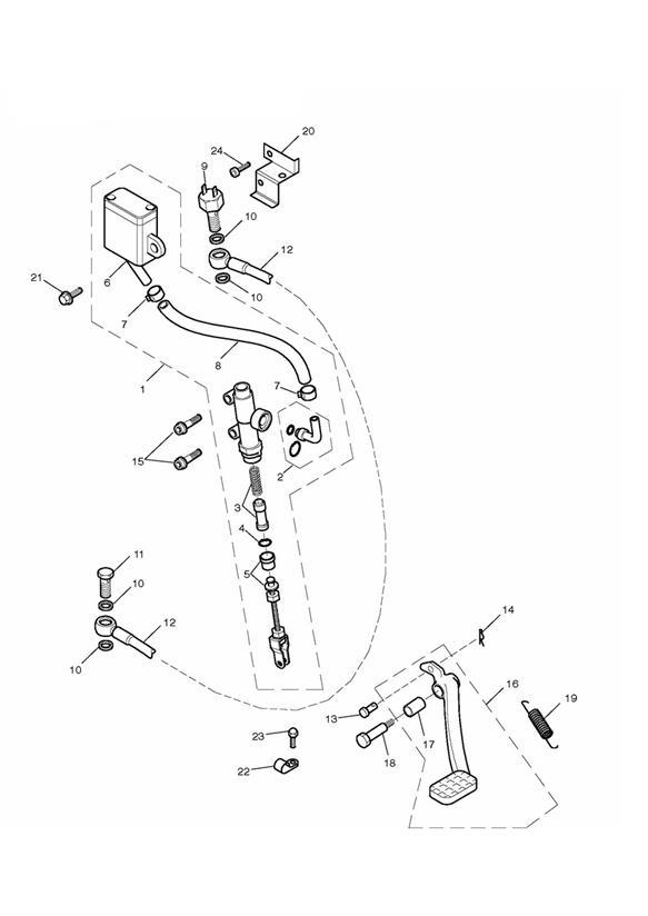 Diagram Rear Brake Master Cylinder, Reservoir & Pedal for your 2019 Triumph Scrambler  EFI 