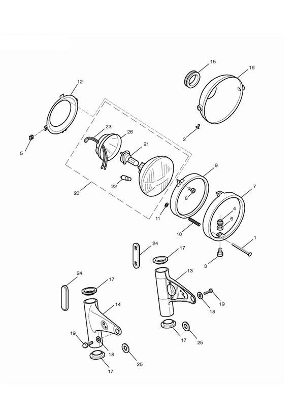 Diagram Headlight Assembly for your 2003 Triumph Bonneville   