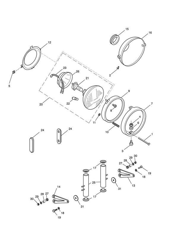 Diagram Headlight Assembly - Bonneville Special Edition (MY13) for your 2012 Triumph Bonneville   