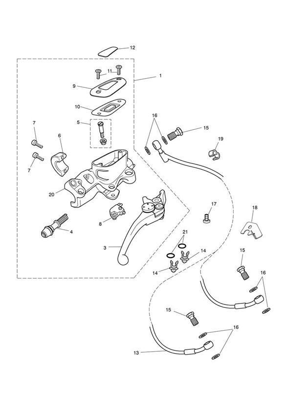 Diagram Front Brake Master Cylinder & Hoses for your 2007 Triumph Bonneville  from VIN 380777/ SE 