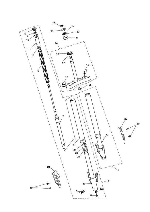 Diagram Front Forks & Yokes - Roadster Only for your 2010 Triumph Bonneville  from VIN 380777/ SE 