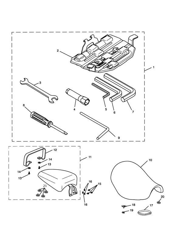 Diagram Tool Kit & Seat - Rocket III & Roadster for your 2019 Triumph Bonneville Bobber   