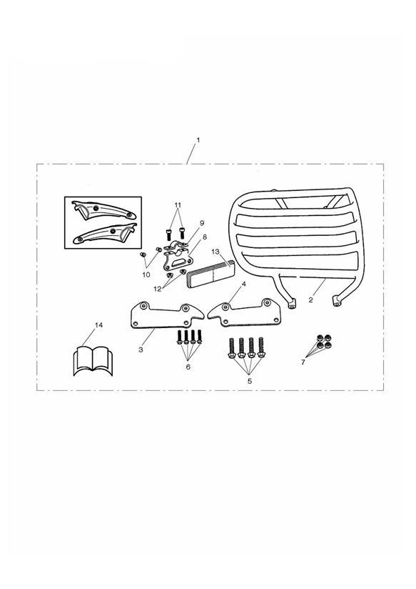 Diagram Solo Luggage Rack Kit for your 2008 Triumph Rocket III  Touring 