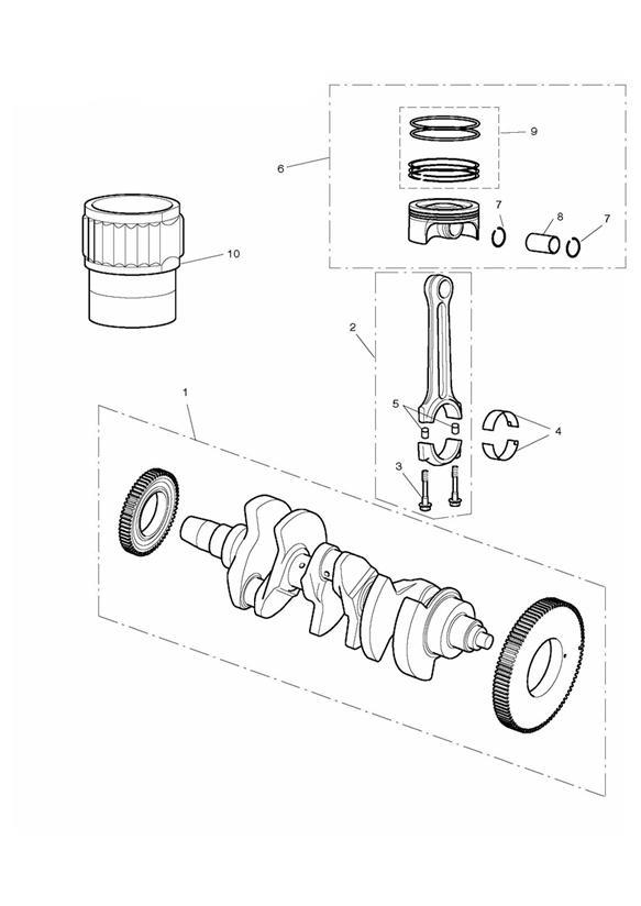 Full size assembly image of Crankshaft, Connecting Rods, Pistons & Liners (1/1)