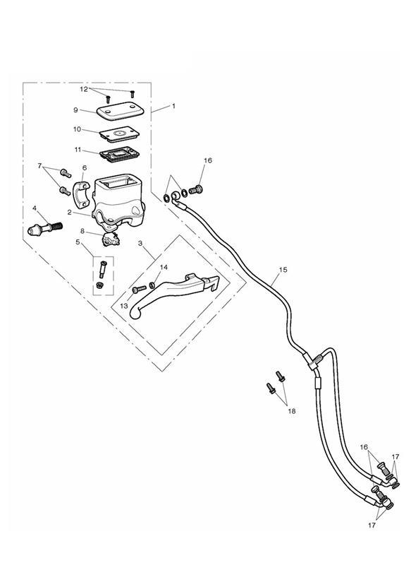 Diagram Front Brake Master Cylinder & Hoses for your 2007 Triumph Bonneville  from VIN 380777/ SE 