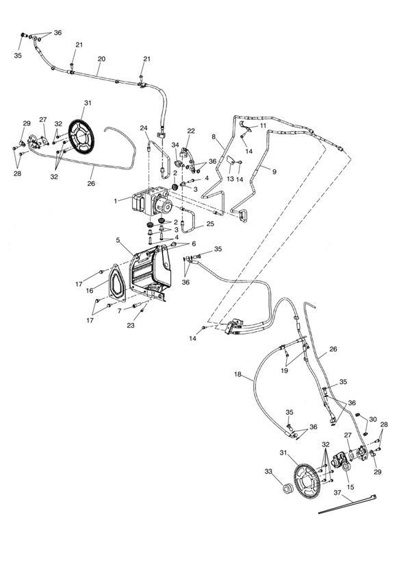 Diagram ABS Components - ABS Version Only for your 2015 Triumph Thruxton  900 EFI 