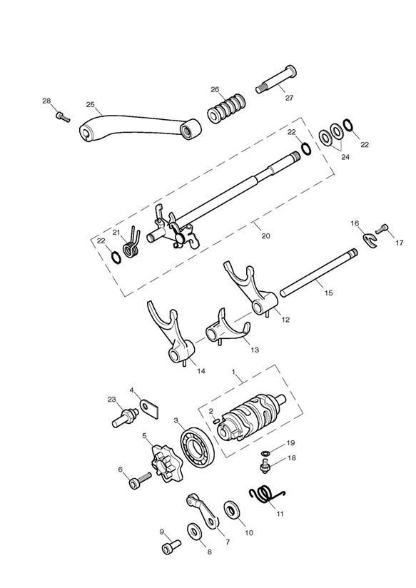 Diagram Gear Selectors & Pedal for your 2012 Triumph Scrambler  EFI 