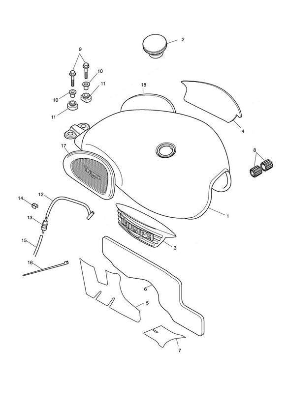 Diagram Fuel Tank & Fittings for your Triumph