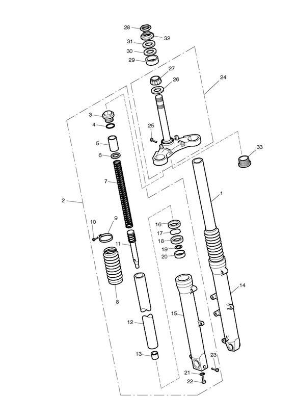 Diagram Front Forks & Lower Yoke for your 2011 Triumph Scrambler  EFI 