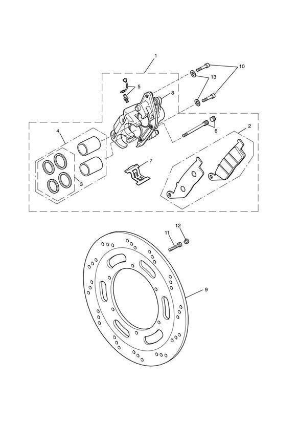 Diagram Front Brake Caliper & Discs for your 2006 Triumph Scrambler  EFI 