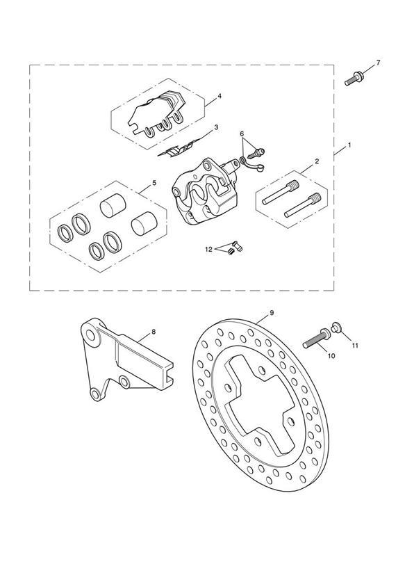 Diagram Rear Brake Caliper & Disc for your 2006 Triumph Scrambler  EFI 