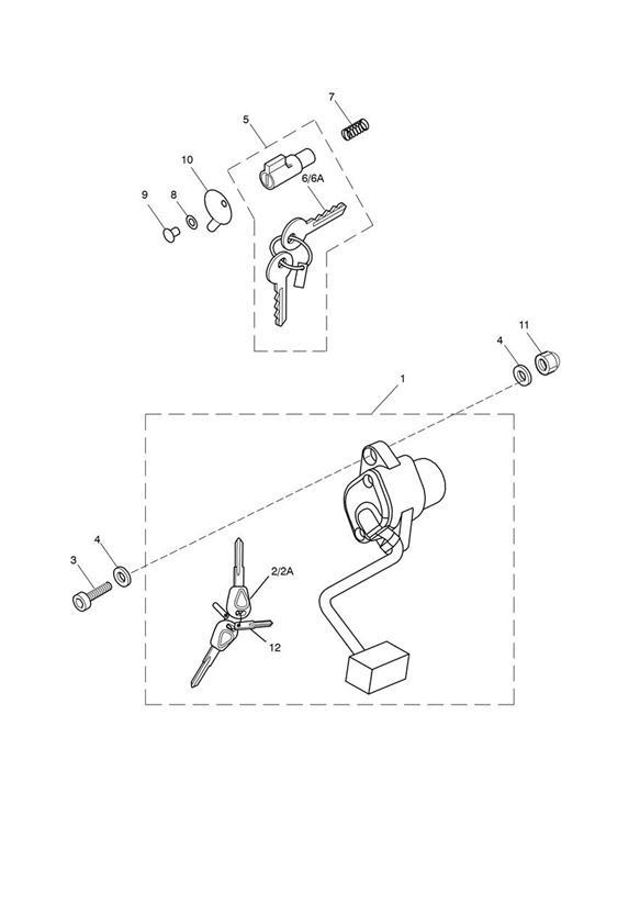 Diagram Ignition Switch & Steering Lock for your 2011 Triumph Scrambler  EFI 