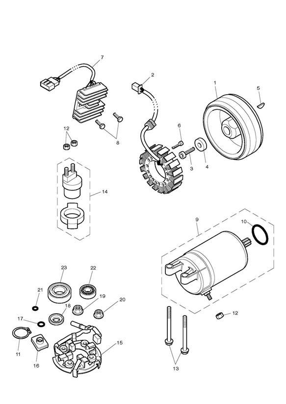 Diagram Starter & Alternator for your 1995 Triumph Thunderbird  Standard 