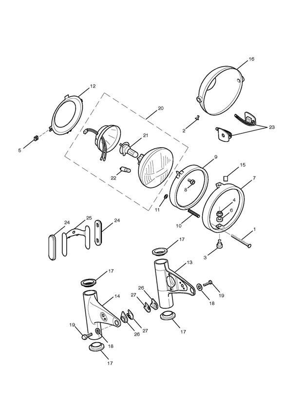 Diagram Headlight Assembly for your 2011 Triumph Scrambler  EFI 